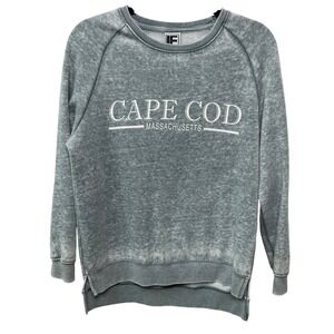 Cape Cod MA Graphic Sweatshirt Crew Distressed Blue Green Pullover S Beach Coast